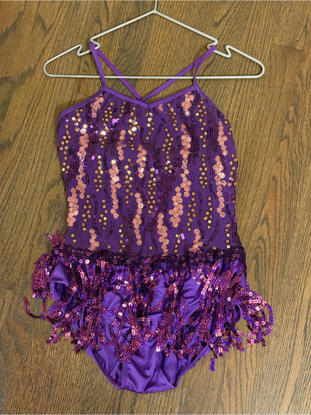 Purple Sequin Dance Costume for Kids